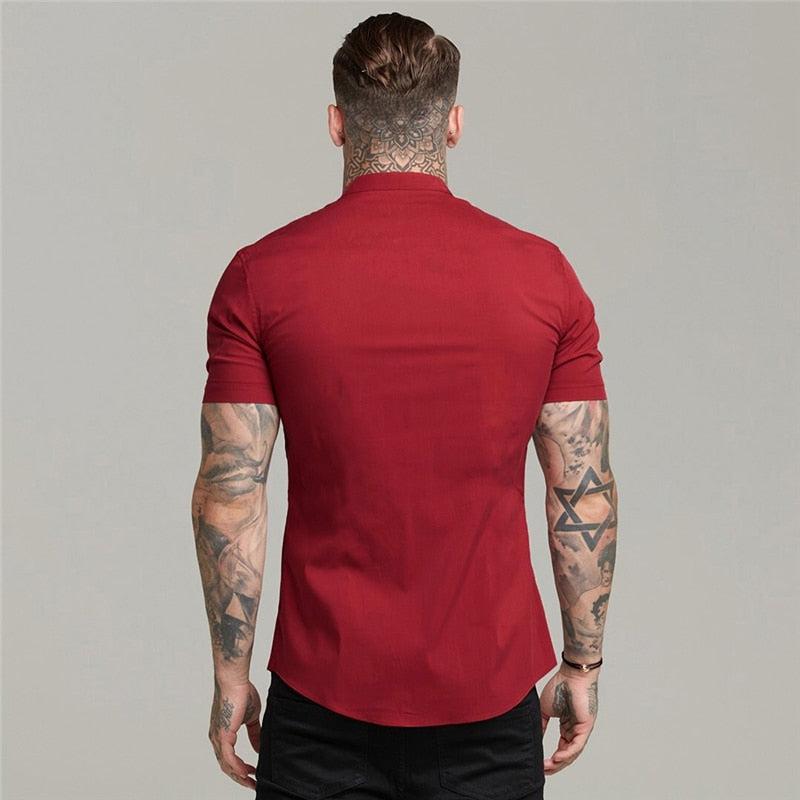 Camisa Manga Curta Gola Padre Slim Fit